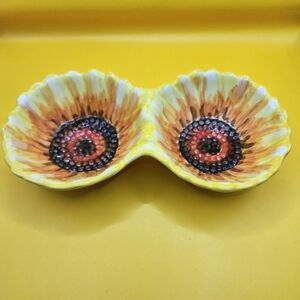 Maxcera Corp King Rooster 2 Part Relish Snack Tray Bowls Yellow Replacement